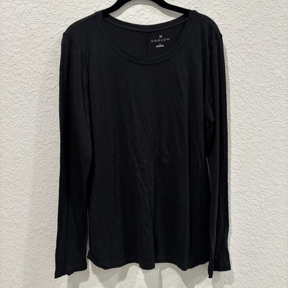 Caslon Womens XL Black Long Sleeve Modal Cotton Knit Top Nordstrom Soft